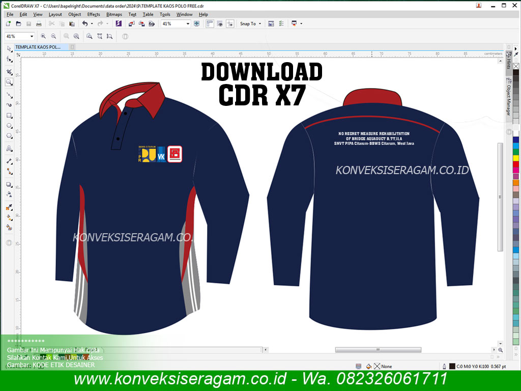 Mockup Kaos Polo Lengan Panjang Cdr