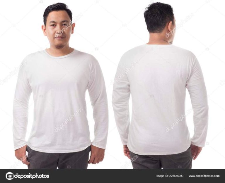 Desain Kaos Polos Putih Lengan Panjang Depan Belakang